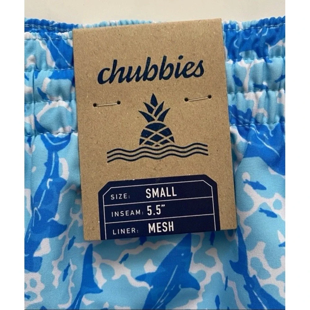Chubbies Classic Swim Trunks Size S The Shark Sides Mesh Lined Pockets New